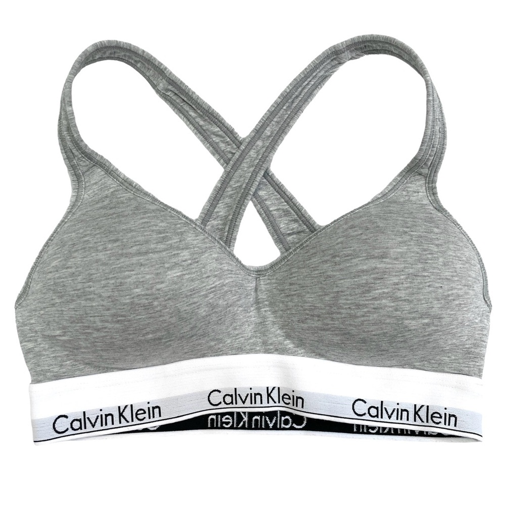 Calvin Klein Sports Bra | Modern Cotton Padded Bralette in Grey